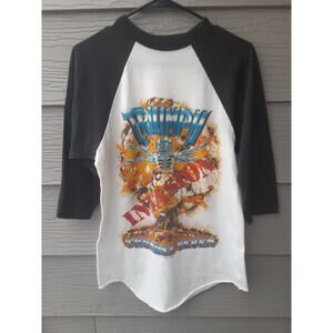 1985 VTG Triumph Invasion Tour Band Concert T Shirt White L Signal Thunder
